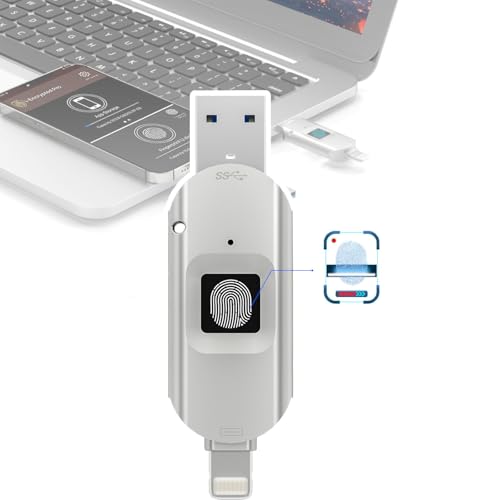 DHsdlpLU Clé USB cryptée biométrique sécurisée avec déverrouillage par Empreinte Digitale, 6 Empreintes digitales autorisées, Stockage Portable...