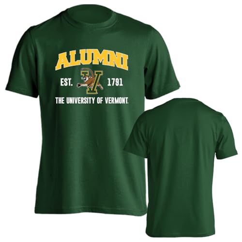 Sport Your Gear Officially Licensed Vermont Catamounts Alumni Arch Proud Parent Short Sleeve Dark Green T-Shirt Medium