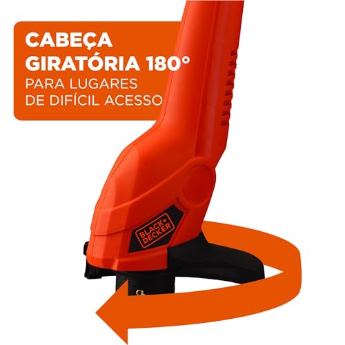 Black Decker Aparador de Grama, 9 Pol, 230mm, Portátil e Prático para seu Jardim, Modelo GL350, 127V