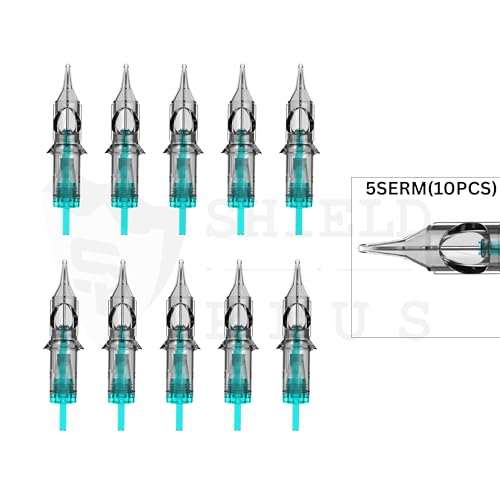 Image of 5SERM Tattoo Cartridge Needles - Pack of 10pcs | SHIELD PLUS Professional Sterile Disposable Round Magnum Shader Cartridges for Rotary Tattoo Machine & Pen