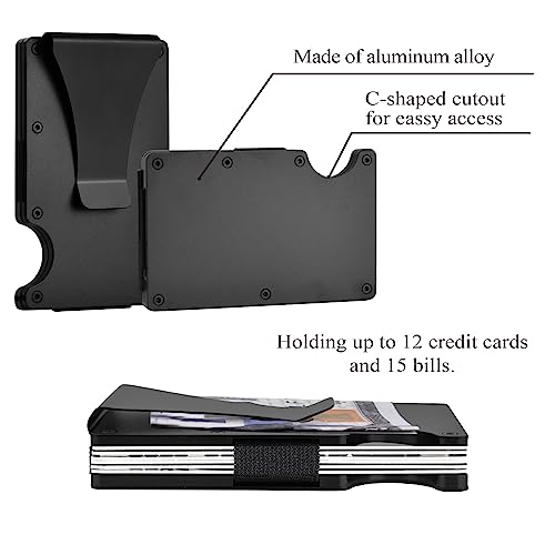 Groomsmen Proposal Gifts Engraved Best Man Wallet Best Man Gifts Aluminum Metal Slim Minimalist Wallet for Wedding Groomsmen Credit Card Holder with Money Clip Black2