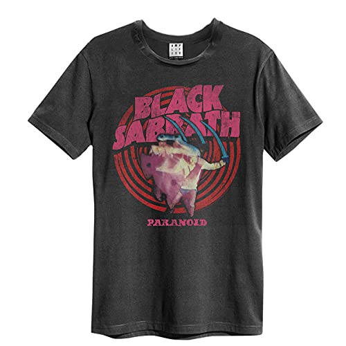 Black Sabbath Amplified Collection – Paranoid Homme T-Shirt Manches Courtes Anthracite S - Les Beatles, Paul McCartney, John Lennon, RIngo Starr, George Harrison Black Sabbath Amplified Collection - Paranoid Homme T-Shirt Manches Courtes Anthracite S