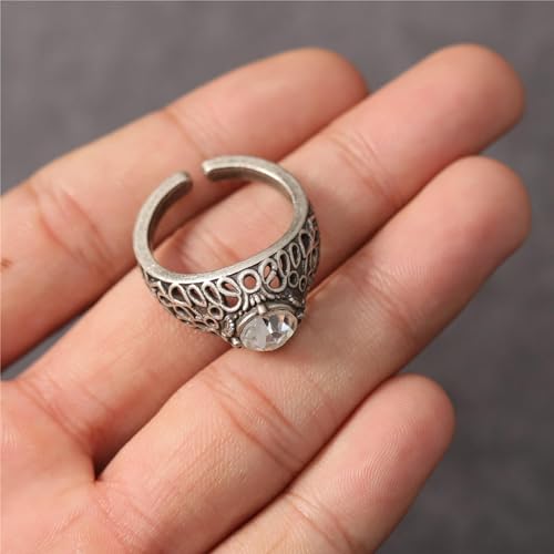 Image of MYAROMA FINDINGS Bloodline Annalise engagement ring, alloy antique silver inlaid with gemstones, Cosplay animation peripheral bracelet