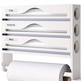 Large application: convient aux films plastiques, aux feuilles d'aluminium, au papier sulfurisé et au papier sulfurisé. Ce rangement suspendu de grande capacité est doté d'un trou for faciliter son montage mural ou sa pose sur le plan de travail. Il est recommandé de mesurer votre tiroir avant l'achat afin de vous assurer que le produit convient.