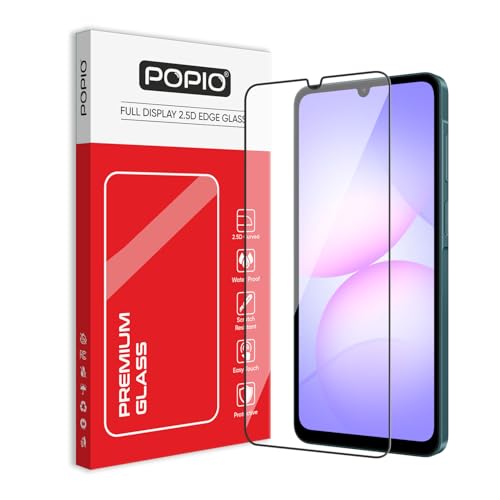 Image of POPIO Military-Grade Gorilla Tempered Glass For Samsung Galaxy A07 (Black) 9H Hardness, Edge-to-Edge Full Coverage, Anti-Scratch, Bubble-Free, Ultra Clear HD Glass, Oleophobic Coating, Face ID Compatible