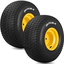 GICOOL 20x10.00-8 Lawn Mower Tire and Wheel, 3/4" Borehole, and 3/16" Keyway, 3.5" Offset Hub, 4 Ply Tubeless Tire, Replacement 20x10-8nhs Riding Lawn Mower and Tractor Rear Tire and Wheel Assemblies