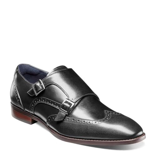 Stacy Adams Men's Karson Wingtip Double Monk Strap,Black,12M