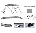 Light Grey Aluminum 3-Bow Bimini Top Compatible for Sylvan Super Sportster 21 O/B for Model Years All Years
