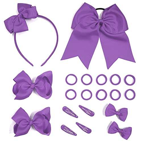 Bekecidi 20 Piezas Accesorios para el Cabello - Arco, Liga, Horquilla, Pinzas, Banda Elástica y Venda para Niñas y Niños - Regalo Festivo (Morado)