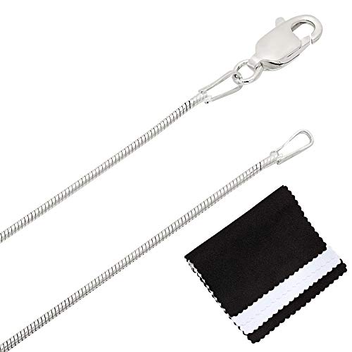 1.1mm Solid .925 Sterling Silver Round Snake Chain Necklace, 24 inches