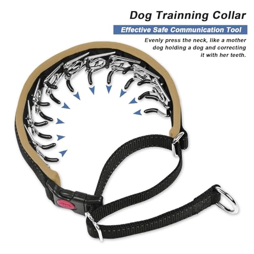 Image of Martingale Collar for Dogs, Hidden No Pull Dog Collar with Buckle, Reflective Nylon Choke Collar Adjustable Limited Slip Collar for Large Medium Small Dogs Anti Pull Training Walking S Khaki