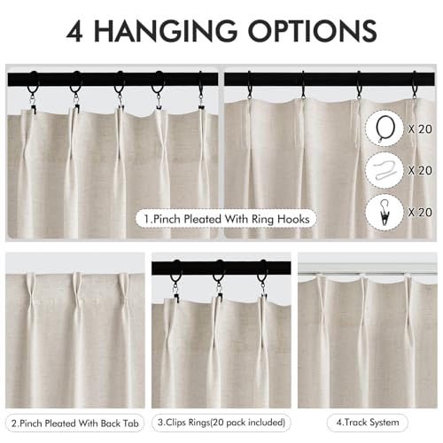 ANRODUO Beige Pinch Pleated Linen Curtains 80 Inches Long 2 Panels by ANRODUO - Used condition - Image 5