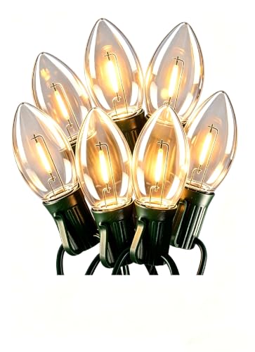 26FT C7 LED Clear Outdoor String Lights for Christmas Lights