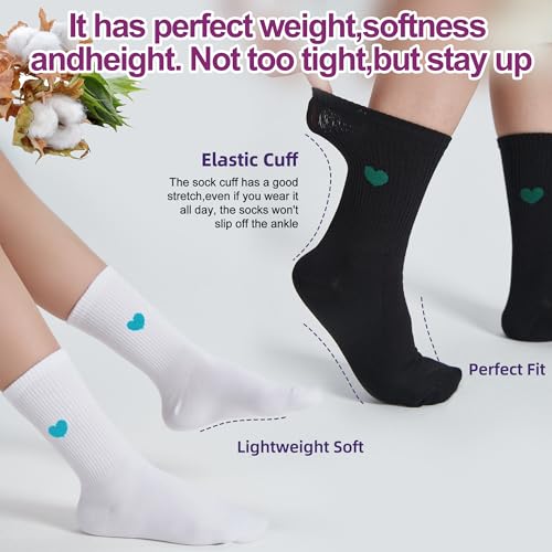 Image of inhees Women's Cotton Crew Socks - 6Pairs Above Ankle Fun Cute Heart Bootie Dress Socks - Gifts for Mother /Her