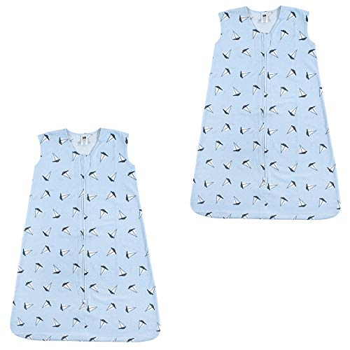 Hudson Baby Unisex Baby Cotton Sleeveless Wearable Sleeping Bag, Sailboats 2-pack, 12-18 Months US