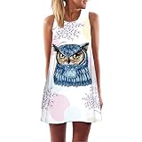 Bringbring_Robes Robe Bohéme Impression col Rond Ample Elegant Fleurie Été Robe Femme Soiree,Robe De Plage Pas Cher Vintage Chic Cocktail Mariage Robe Style de Vacances Tenue sans Manches Courte