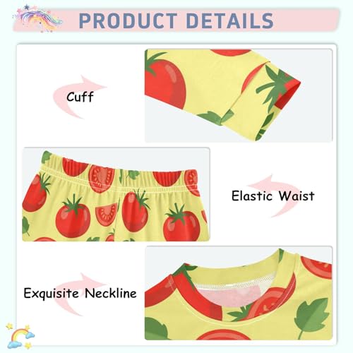 Pajama Sets Long Sleeve Tomato Slice Leaf Pattern Soft Comfy Sleepwear 2 Piece PJS 3-8T4
