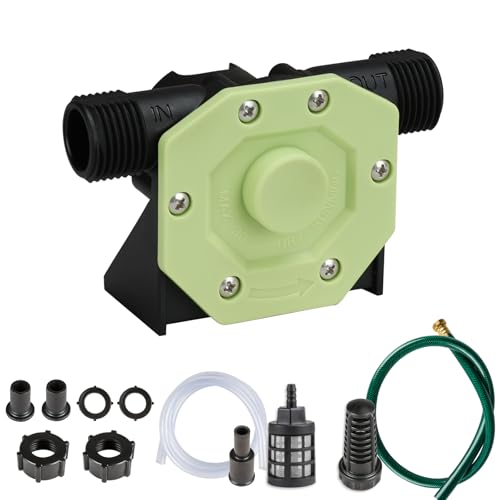 KITLUCK Hand Drill Pump, 750GPH Drill Powered Water Transfer Pump with Water Hose, Oil Tube and Adapter, Manual Water Pump for Drill, Small Self-Priming Electric Drill Pump for Water, Gasoline