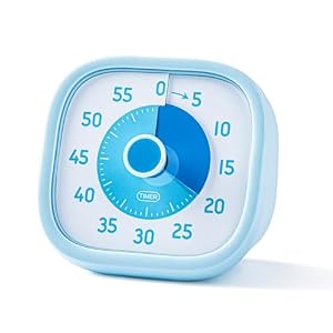 60 Minute Visual Timer for Kids, Countdown Clock with Silent or Ticking Sound, Easy Twist Dial for Classroom, Teachers, Students, Homework, Reading, ADHD Focus