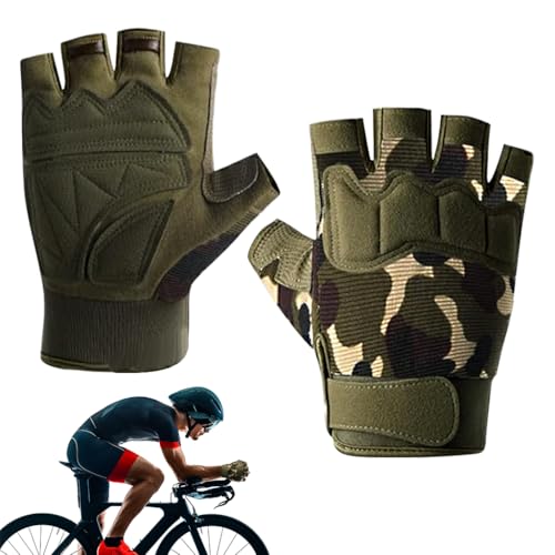 Image of Proberos Riding Gloves for Bikers Men & Women, Anti-Slip Adjustable Wrist Support Gloves, Breathable Fingerless Cycling, for Motorcycle, Gym, Weightlifting, Outdoor Sports, Camouflage (L)