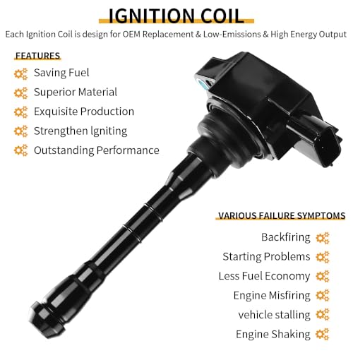 Image of Set of 8 UF861 Ignition Coil Pack with Spark Plugs Compatible with Nissan Altima L4 2.5L 2019 2020 2021, for Nissan Rogue L4 2.5L Replace# 224486CA1A