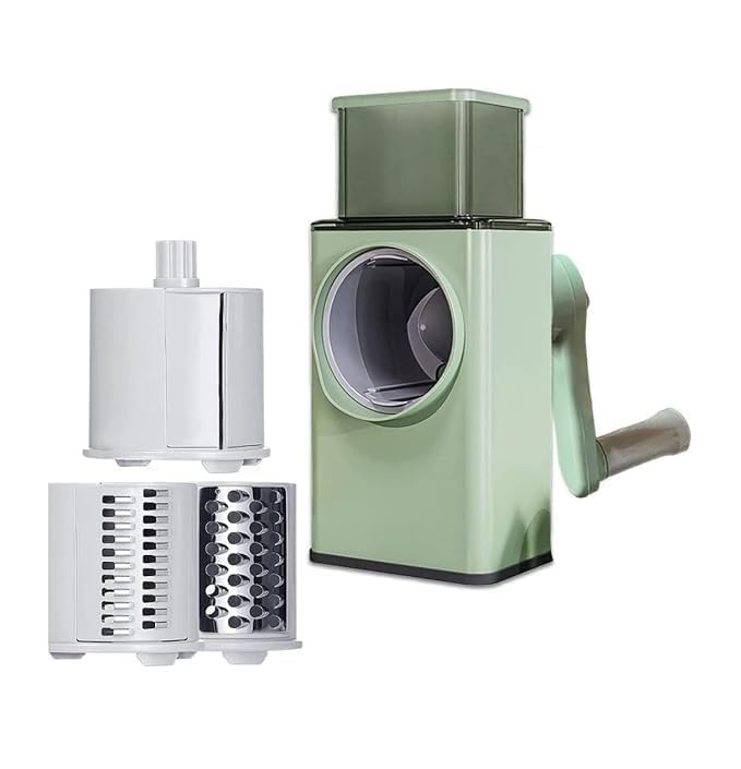 Image of Manual Vegetable Grater & Slicer, Multifunctional Rotary Drum Cutter, Cheese Grater, Salad Cutter, Vegetable Shredder, Mandoline Chopper, Salad Maker with Stainless Steel Blades