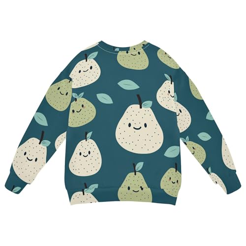 JUNZAN Cartoon Cute Pears Green Big Girls Hooded Sweatshirt Long Sleeve Tops Clothing Shirts Party 4T2