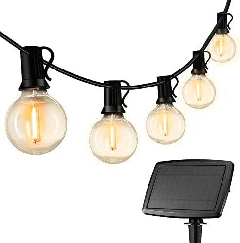 VENUSOP Solar String Lights Outdoor Waterproof with 4 Lighting Modes, 27Ft G40 Solar Powered Outdoor String Lights, Globe Lights with 30+1 Shatterproof LED Bulbs, Decorative Lights and Patio Lights