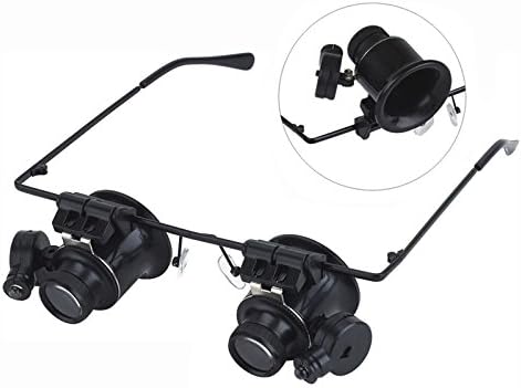 Babimax Magnifier Loupe Double Eye Glasses Lens with LED Light Glasses for Jeweler Watch Repair Tool