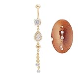 RUBOBUC Bauchnabelpiercing, schöne Zirkonia Bauchnabel Bar Barell Nabel Ring Körper Piercing Schmuck Gold