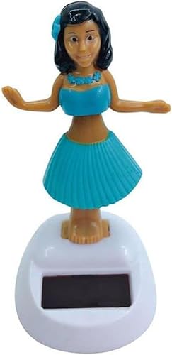 Blue Solar Powered Dancing Hula Girl Dashboard Decorations Swinging Bobbleheads Toy Collection Figurines for Auto Interior Home Decor Solar Power Kits Learning and Education
