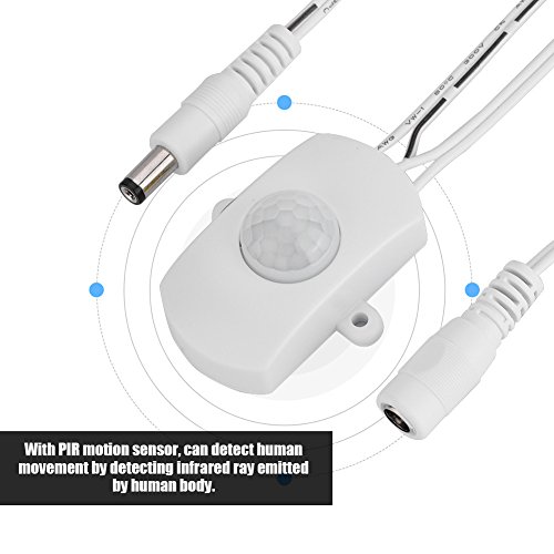Witte 6V-24V PIR Bewegingssensor Detector Lichtschakelaar 5A 12V, Instelbare Vertraging LED Automatisch