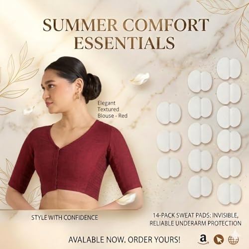 Image of Studio Shringaar Women's Thick Handloom Cotton Plain Side Stretch (Smocked) Readymade Saree Blouse