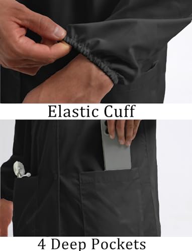 Image of Women's Lab Coats Snap Closure 4 Pockets Elastic Cuffs Professional Medicas Long Sleeve Labcoats Scientist College