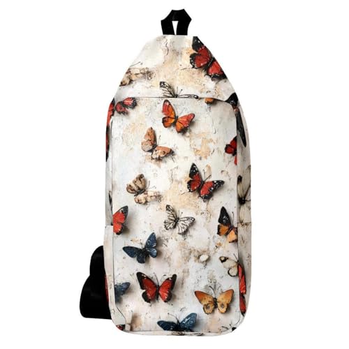 Sac à dos à bandoulière vintage papillon pour randonnée voyage