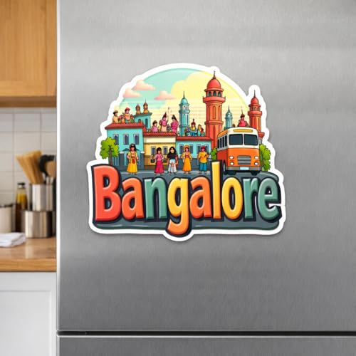 Image of Naxon Bangalore City Theme Souvenir Wooden Fridge Magnet for Refrigerator - Printed Fridge Magnet for Kitchen & Home Decor | Perfect Souvenir Gift | Size 3x3 in | Pack of 1