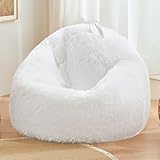 White fluffy bean bag chair...