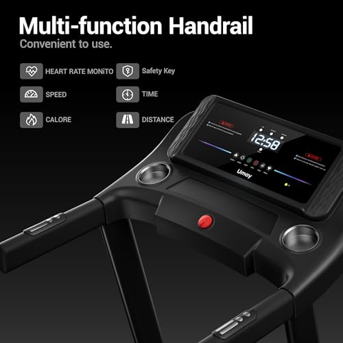 UMAY Folding Treadmill with Incline, 3.0 HP Treadmills for Home 14 km/h Incline Treadmill Running Machine with LED Display, Remote Control - Image 4