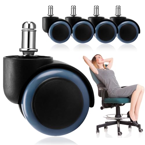 Imagen de 5 Ruedas para Silla de Oficina, Carga 450 KG,Set de 5 Ruedas de Reemplazo para Silla de Oficina,Llantas para Silla de Oficina de Reemplazo de Silencio de Alta Resistencia de 2 pulgadas (11mm x 22mm)