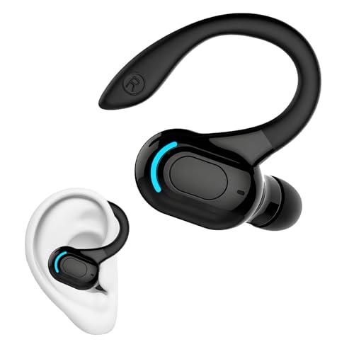 LEVMEK Oreillette Bluetooth sans Fil 5.2 Mono avec Micro Réduction de Bruit, Kit Main Libre Tour d’Oreille 360°, Charge Rapide 1,5h, Écouteur pour iPhone...