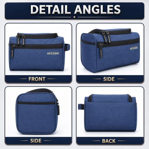 Image of Wooum Travel Toiletry Bag for Men | Water-Resistant Bathroom Organizer with Hook | Compact Khadi Fabric Dopp Kit with Zipper & Mesh Pockets - Ideal for Travel, Gym & Daily Use