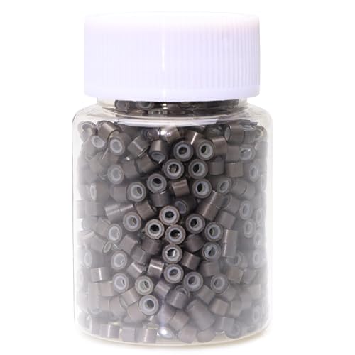 NIACONN 1000Pcs 4mm Dark Brown Hair Tinsel Beads Microlink Rings I Tip Hair Extension Beads with Silicone Lined