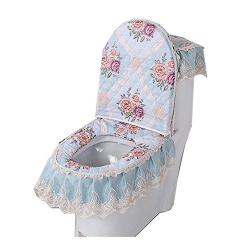 WAYYQX Toile Sitzbezug Pads U-förmiges Toilettensitzbezug-Set Spitze U-förmiges WC Dreiteiliges Set Toilettensitzkissen… – Bild 3