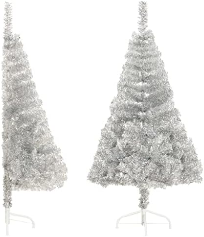 vidaXL Artificial Half Christmas Tree with Stand Indoor Outdoor Home Holiday Xmas Decoration Celebration Ornament Seasonal Xmas Tree PVC Green