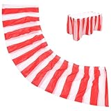 Hemobllo Mantel para Fiesta Cumpleaños de PVC 420X75 CM Faldón para Mesa Resistente al Aceite y Agua Decoración para Eventos y Reuniones Mantel a Rayas Rojo y Blanco