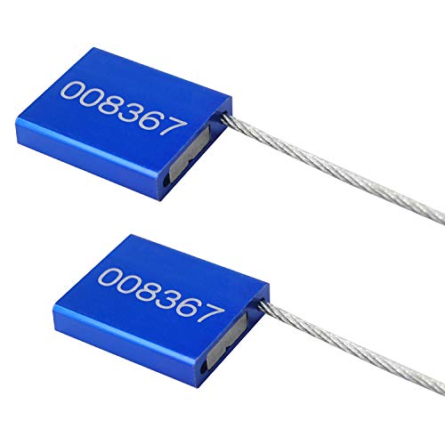 Pull Tight Numbered Steel Metal Security Cable Seals Alumium Body Anti-Tamper Shipping Self-Locking Tags For Container, Cargo, Trailer, Vans, Oil Tank Truck Iso 17712 Standard (Pack Of 50, Blue) #TOP7