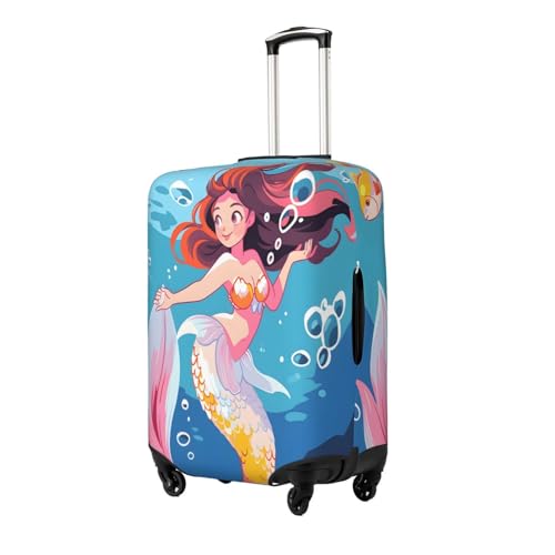 Luggage Cover Protector Cartoon Mermaid Sea Fish Suitcase Cover With Zipper, Luggage Cover For 18"-21" Suitcase Elastic Washable Stretch Suitcase Protector For Travel Vacation2
