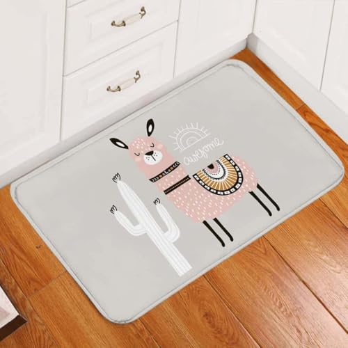 ���փ}�b�g �f�G�ȃ��}�̃h�A�}�b�g 50×80cm doormat Awesome Llama Door Mat