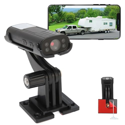 Reverse Hitch Camera for RV, 1080P Night Vision Motion Detection Backup Camera with Built in Battery, Adhesive Mount for RV Truck Trailer