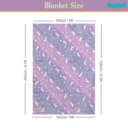 Image of Glow Blanket for Kids 200x150 cm, Purple Unicorn Glow in The Dark Blanket, Soft Flannel Fleece All Season Kids Blanket, Birthday Gift for Boys & Girls
